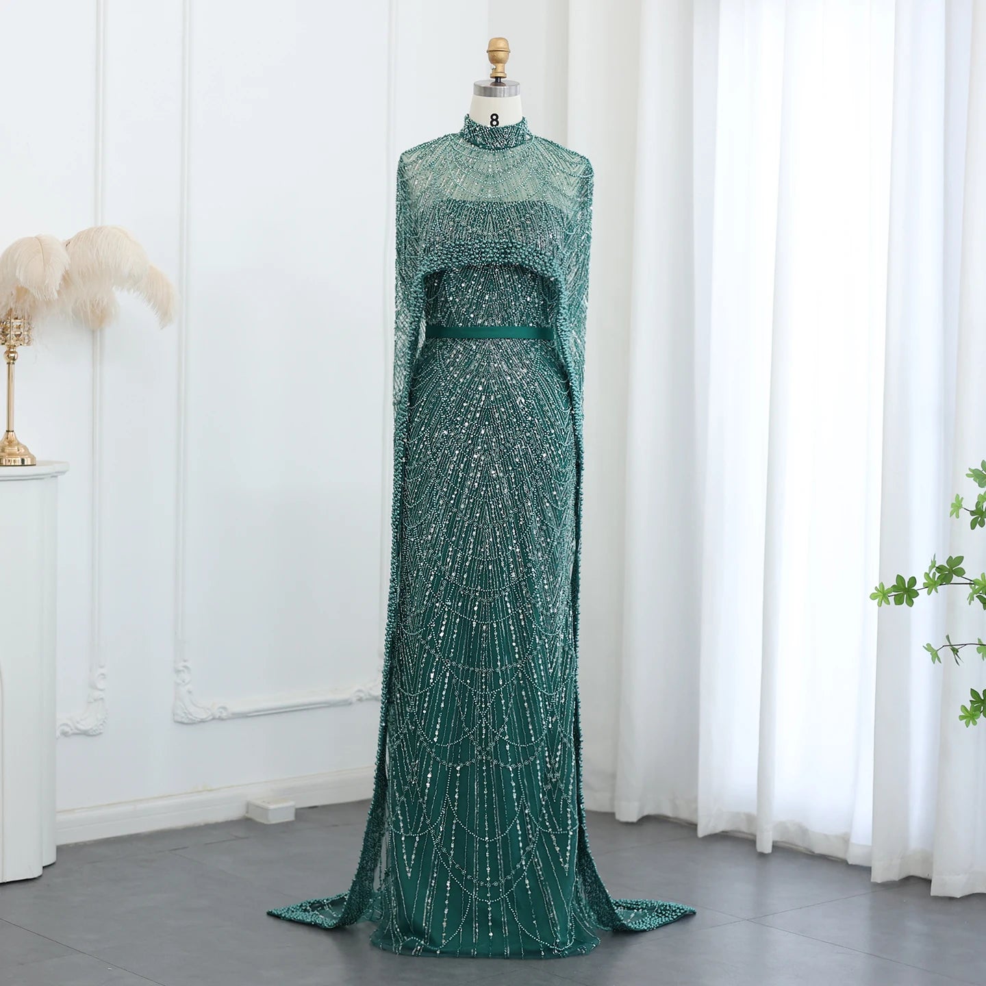 Sharon Said Luxury Pearls Dubai Champagne Evening Dresses