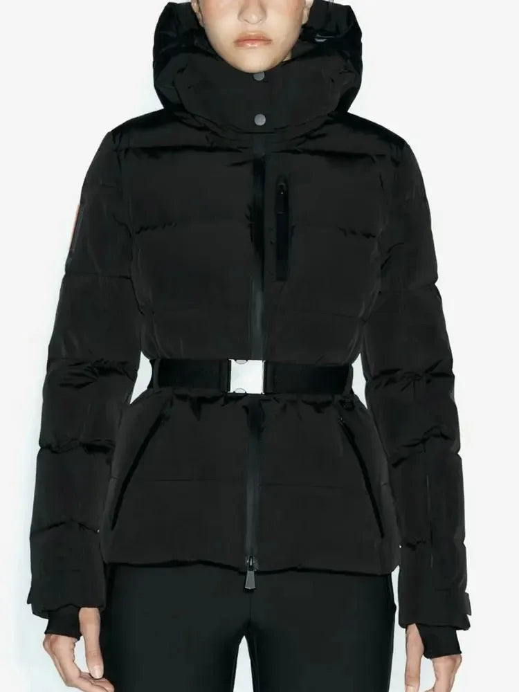 Women's Winter Hooded High Waist Padded Sport Parkas Coats