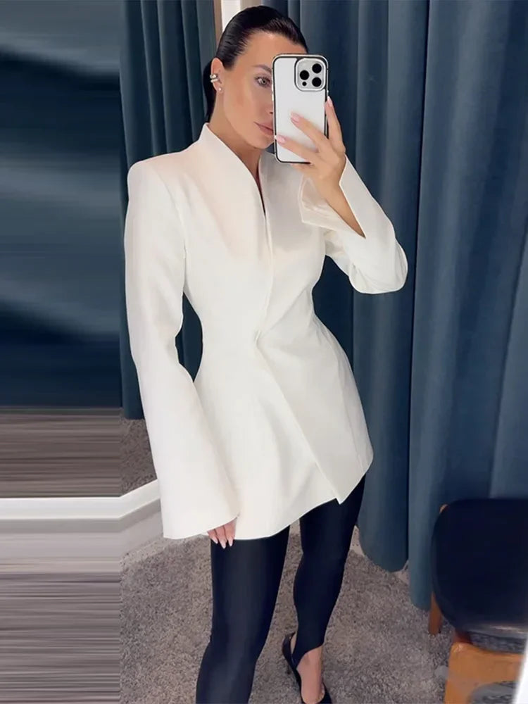 Elegant Solid Blazer Skirt Set Women Long Sleeve Button V-neck Blazer Lace See Through Long Skirts 2025 Spring Party Lady Suit