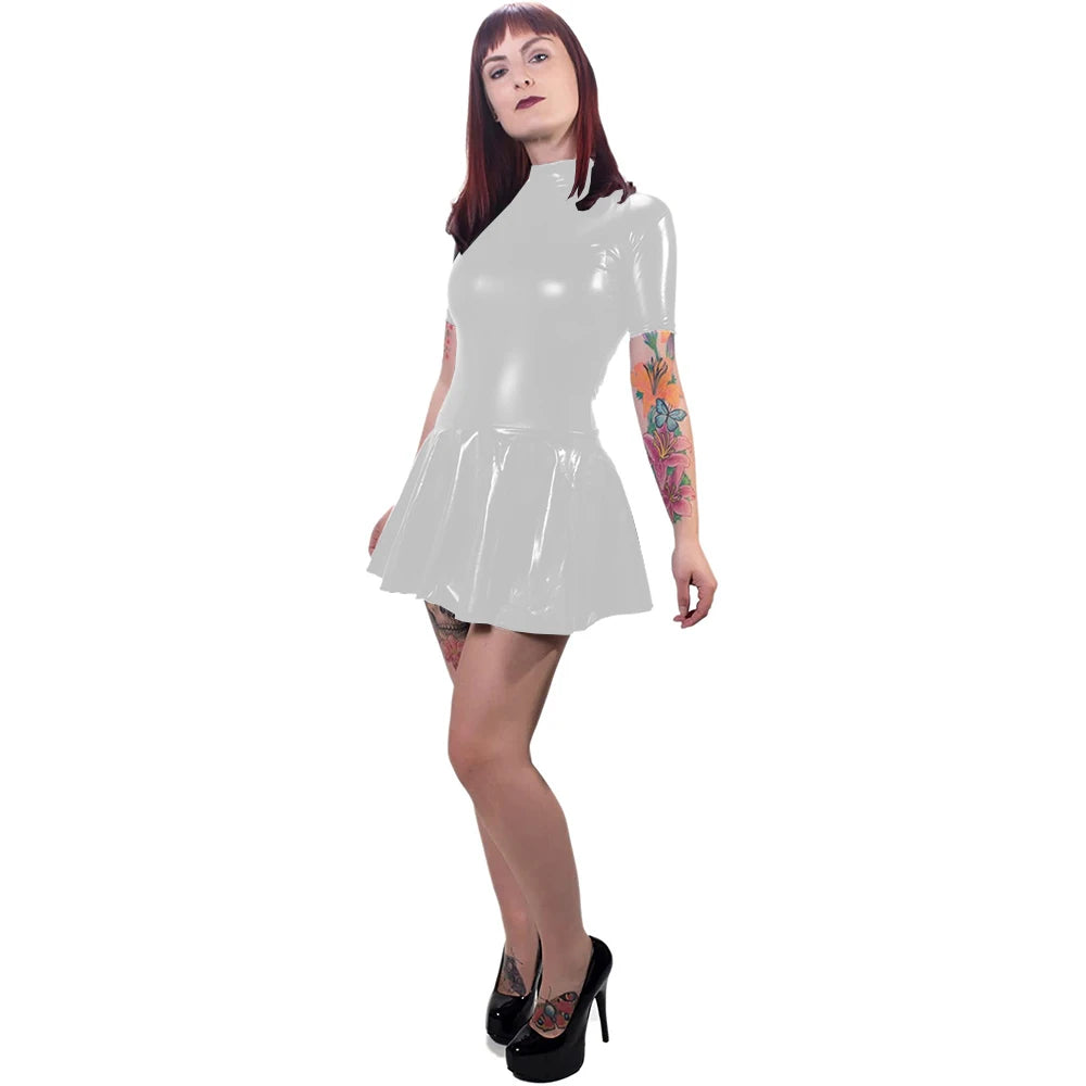 Sissy Dress Erotic Lingerie Metallic Corssdress Women Wetlook Latex Dress Crossdresser Sissy Lingerie Leather Dress Sexy Costume