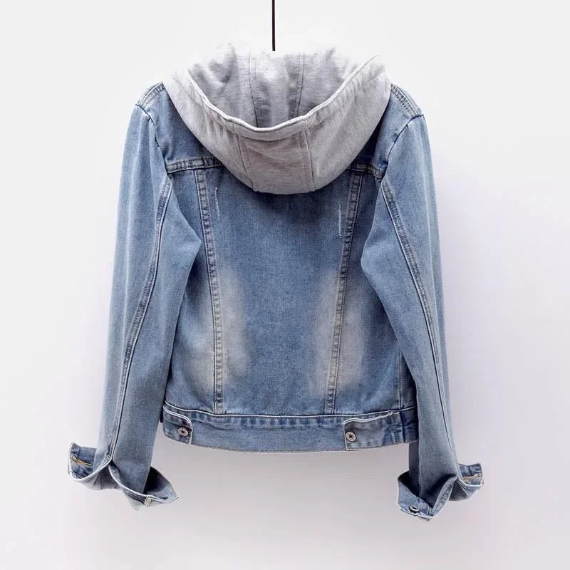 Korean Style Hooded Denim Jacket for Women