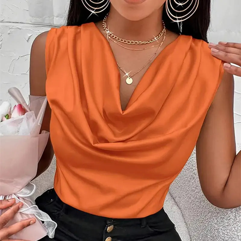 Silk-Like Satin Strappy Tank Top