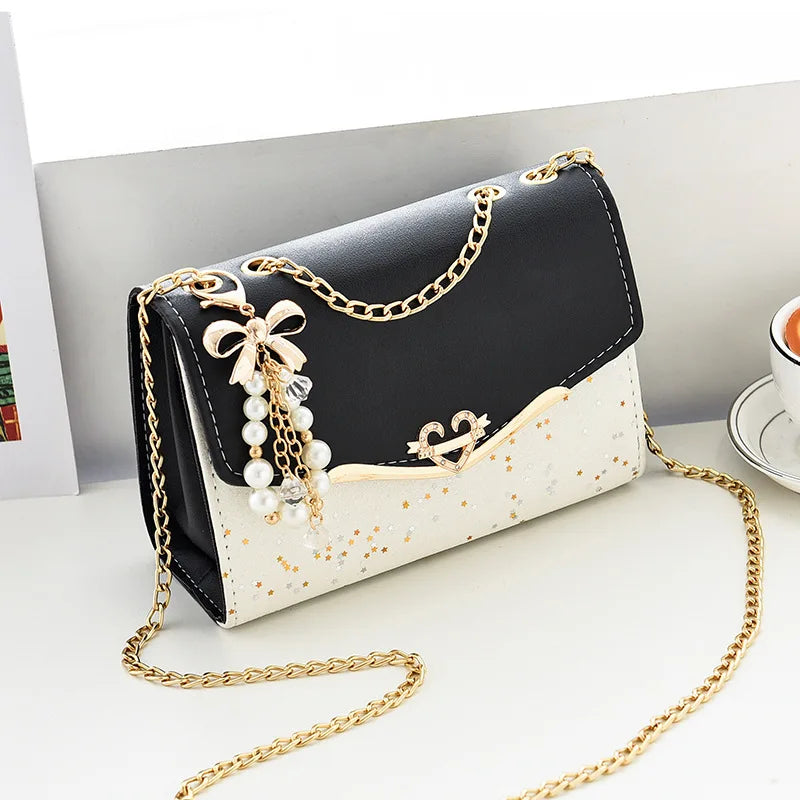 Korean Crossbody Bag with Pendant Chain