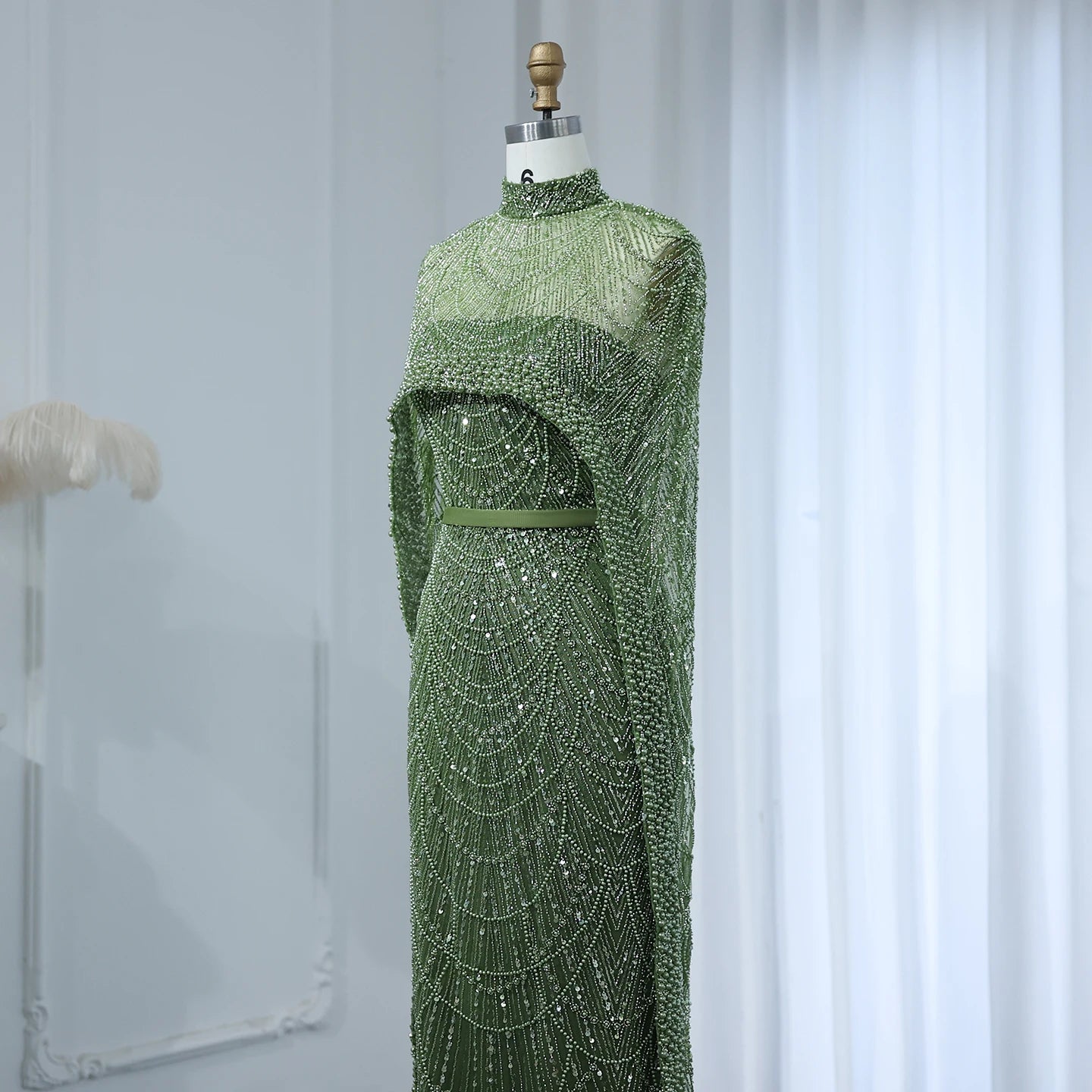 Sharon Said Luxury Pearls Dubai Champagne Evening Dresses
