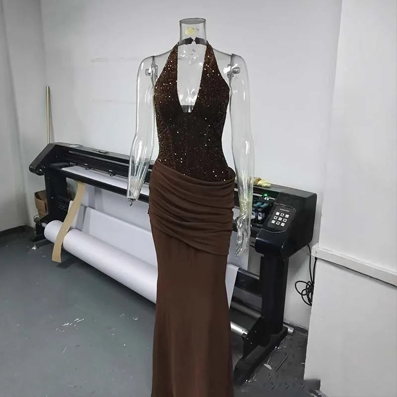 Townlike Slim Bodycon Maxi Long Dress Women Halter