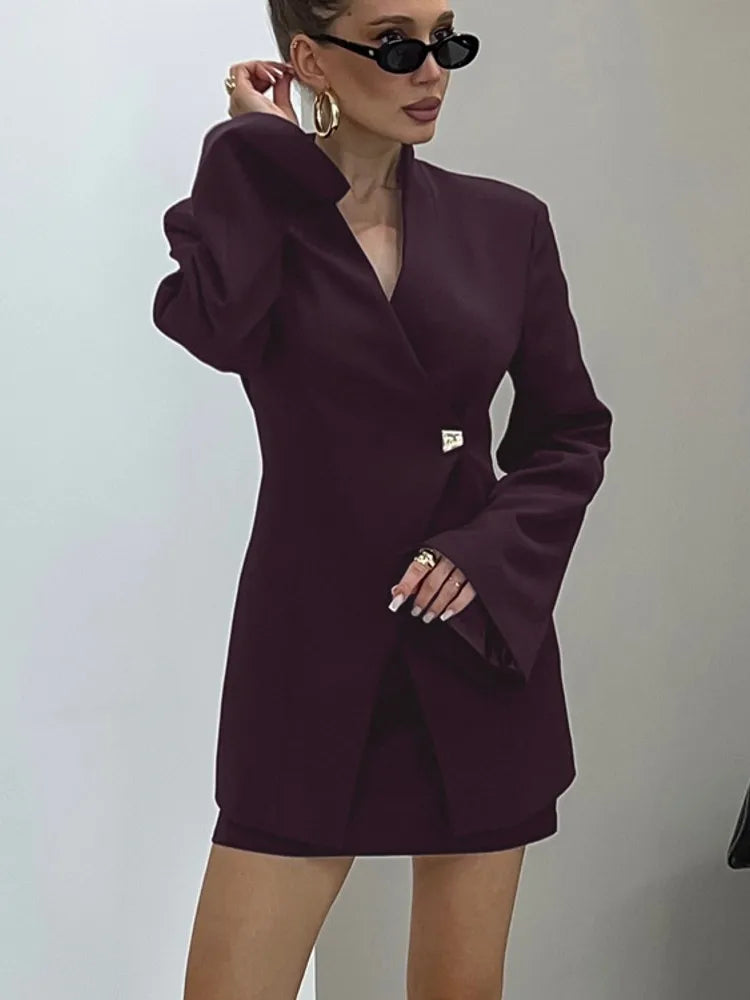 Fashion Set For Women 2 Piece Sets New Arrival Matching Two Pieces Sets Long Sleeve Blazer Top And Skirt Suits Outfits Clothing