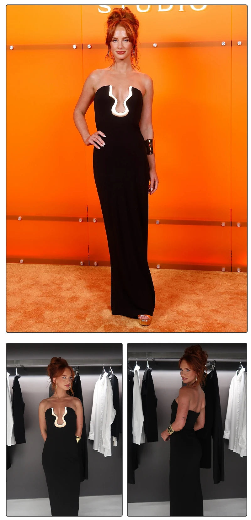 Elegant Strapless Black Long Bandage Dress