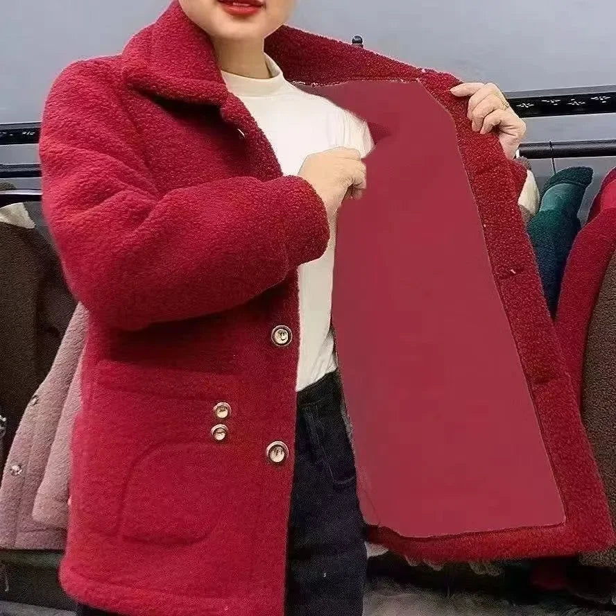 Women’s Fleece Lined Lamb Fur Jacket