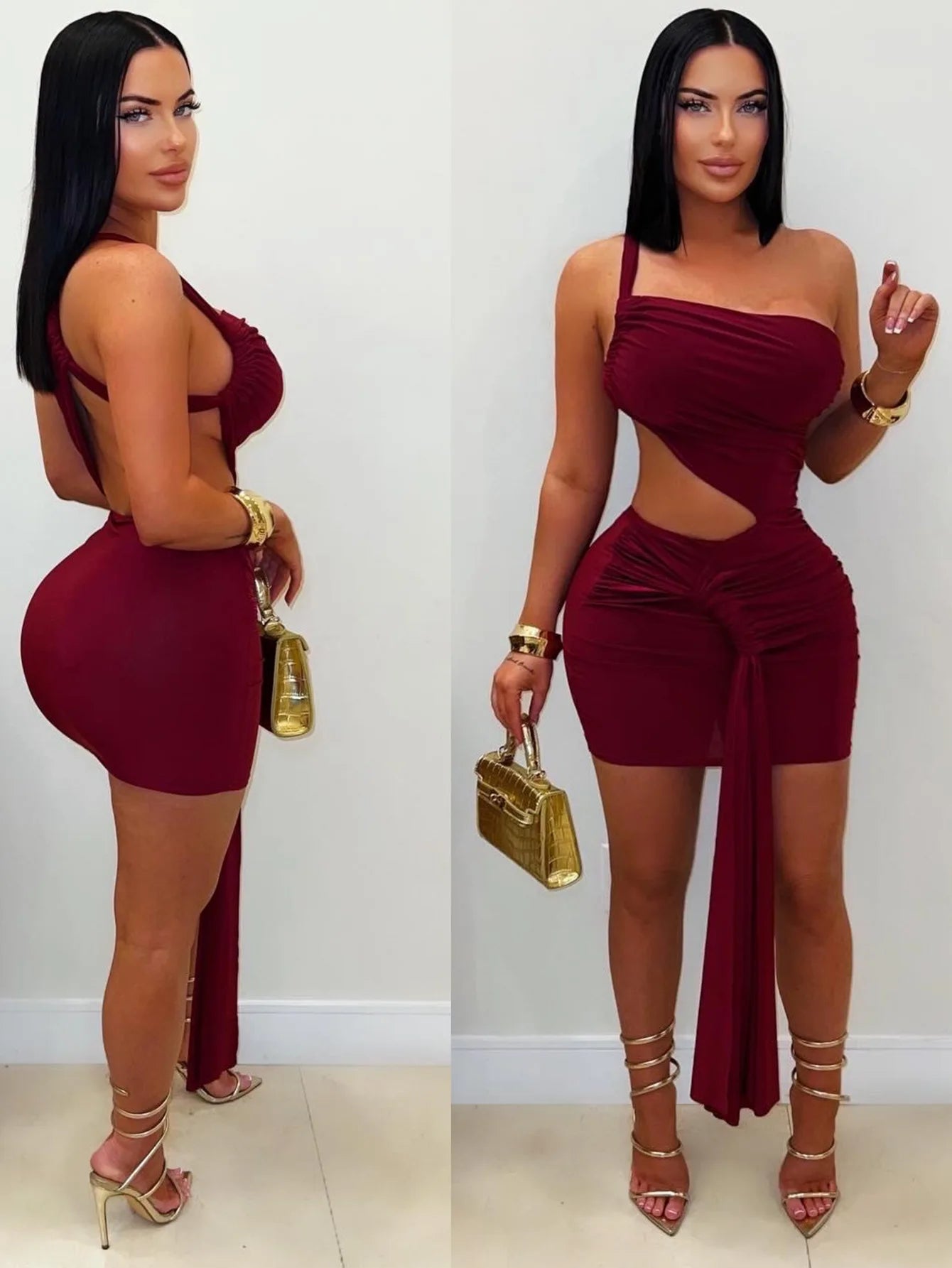 CM.YAYA Women Sleeveless Strap Ribbon Bodycon Midi Mini Dress