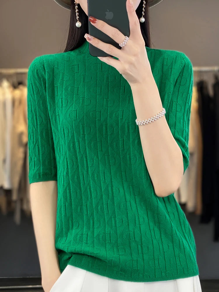 Women’s Diamond Letter Design Knit Sweater