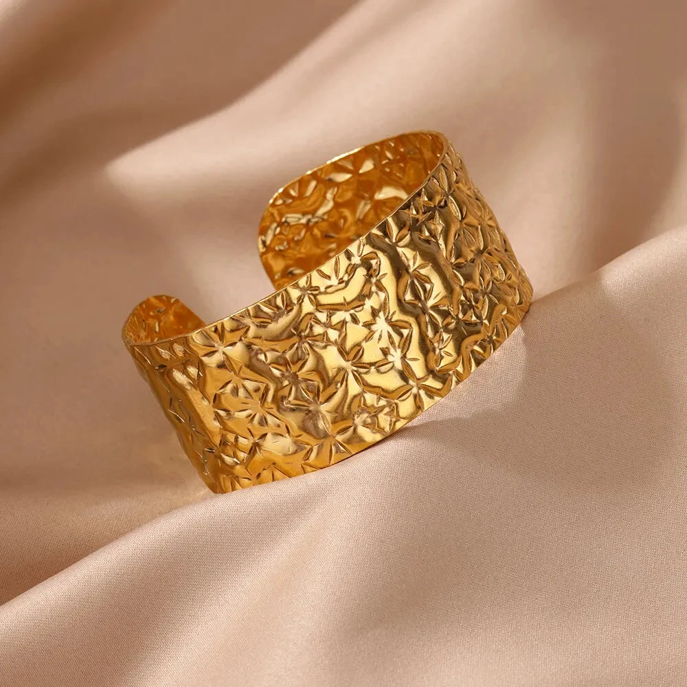 Vintage Irregular Wide Geometric Cuff Bracelet