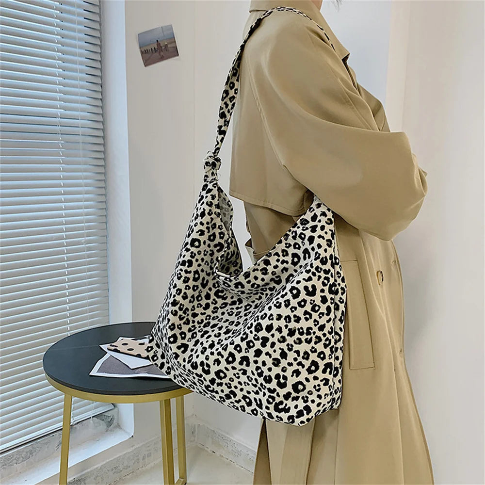 Luxury Leopard Print Canvas Tote Bag