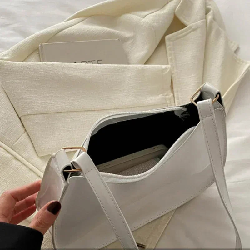 Women's Patent Leather Zipper Shoulder Bag