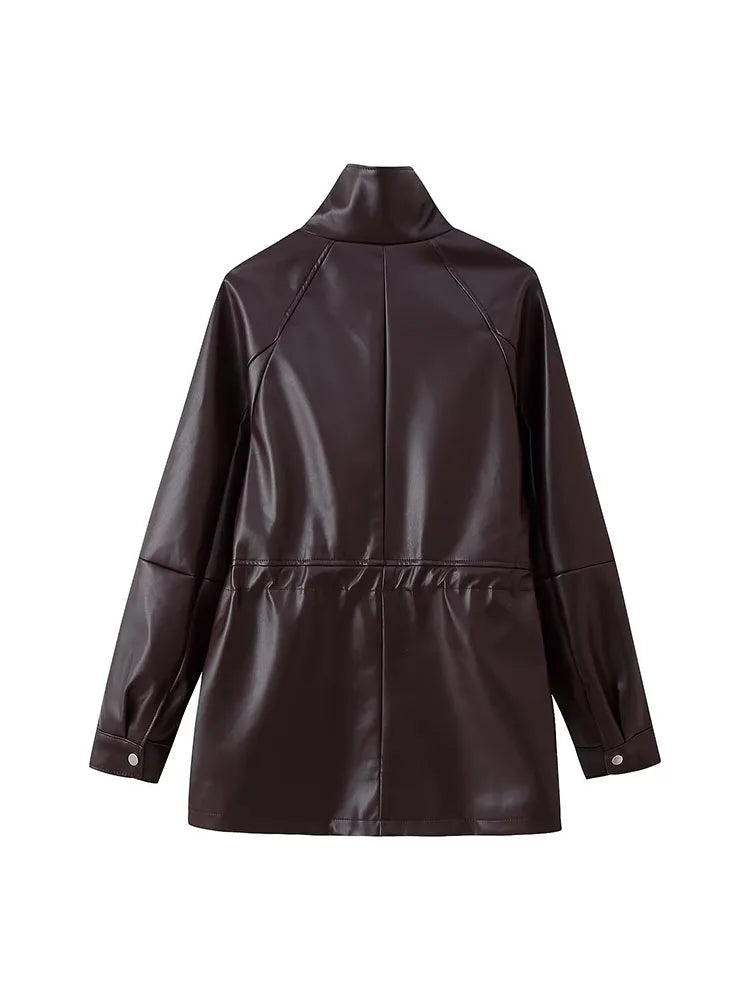 HH Women Double Breasted Stand Collar Long Sleeves