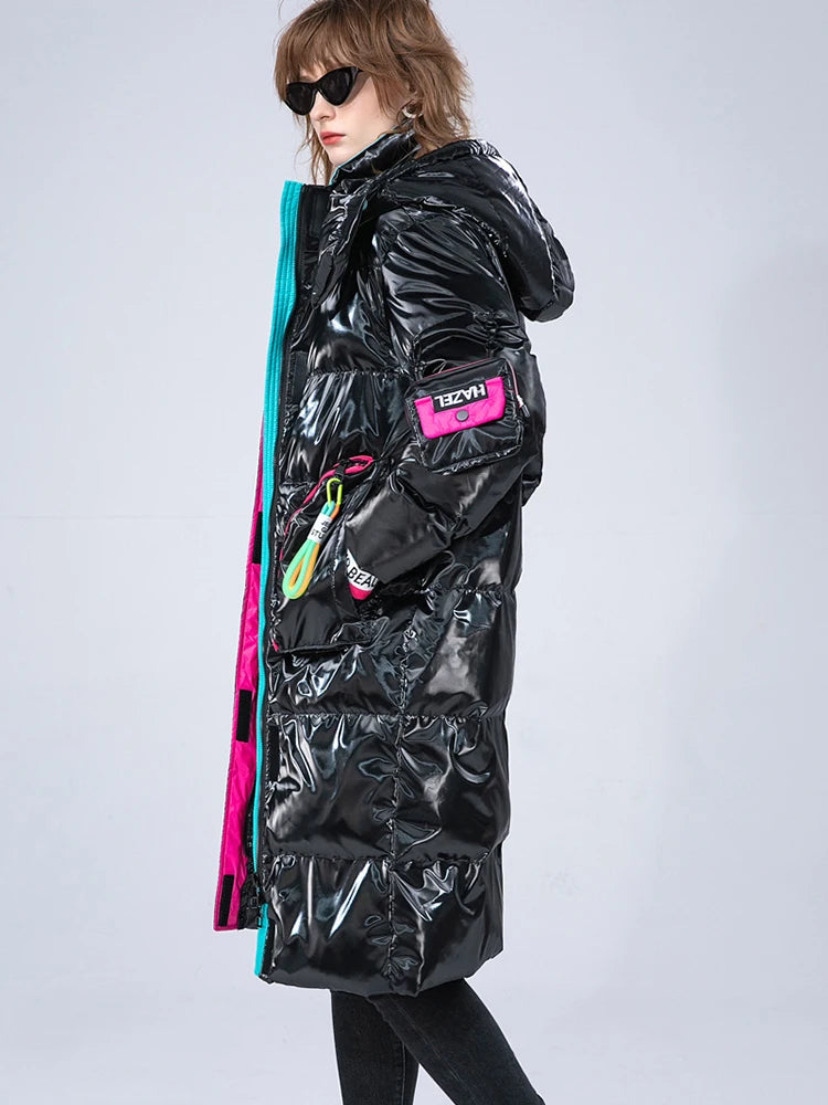 Winter Clothing Glossy Waterproof Coat Women