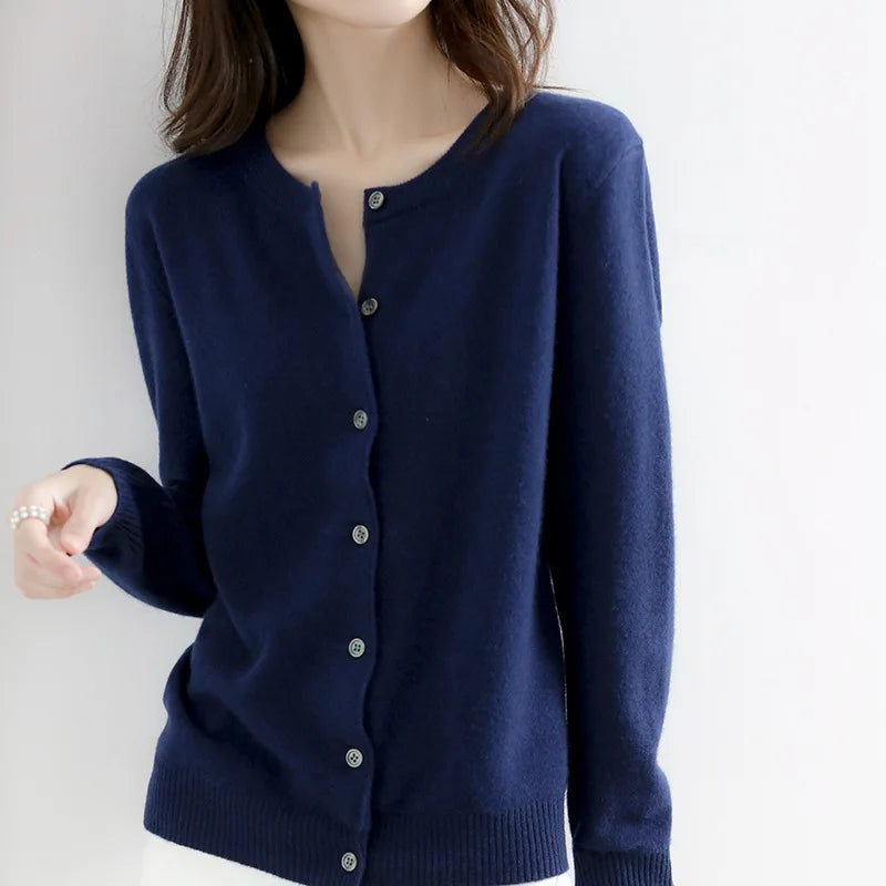 Women’s O-Neck Single-Breasted Cardigan Sweater