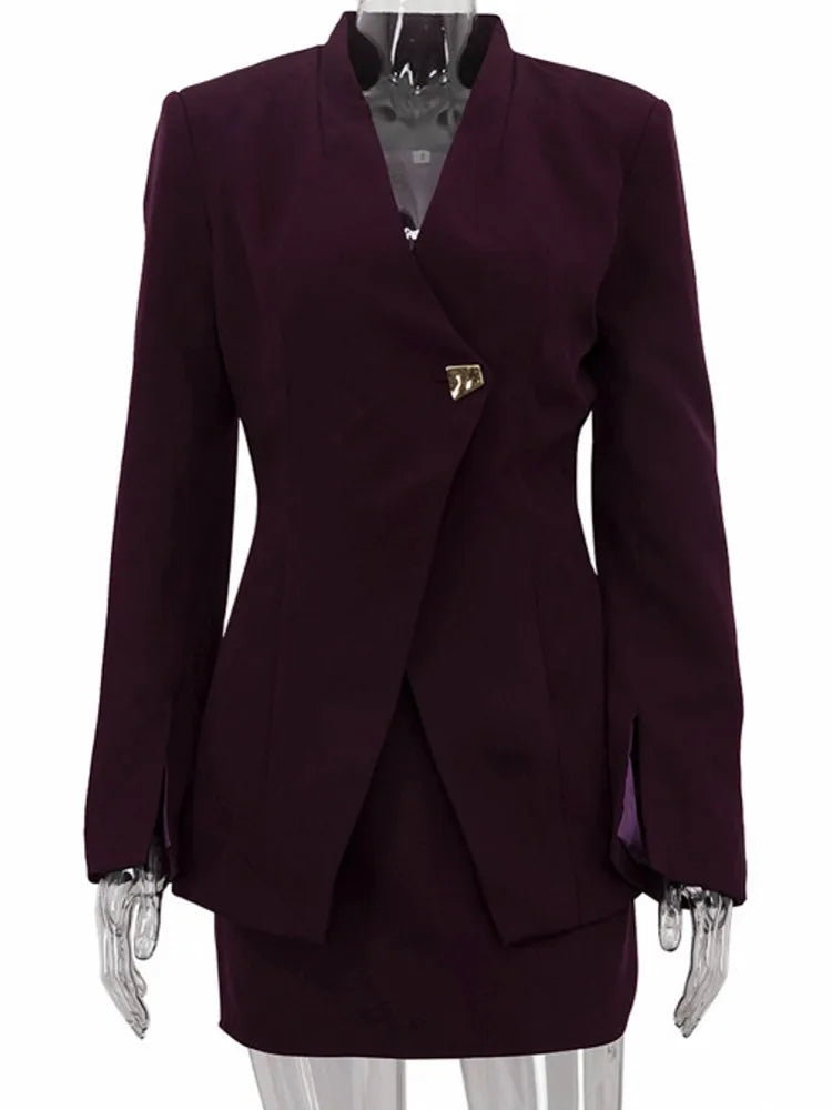 Fashion Set For Women 2 Piece Sets New Arrival Matching Two Pieces Sets Long Sleeve Blazer Top And Skirt Suits Outfits Clothing