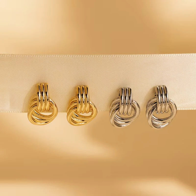 Vintage Three-Layer Mini Knot Stud Earrings