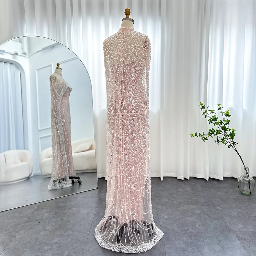 Sharon Said Luxury Pearls Dubai Champagne Evening Dresses