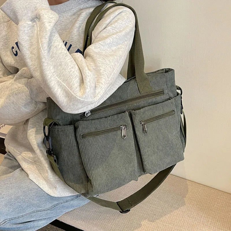 Velvet Corduroy Large Capacity Shoulder Bag