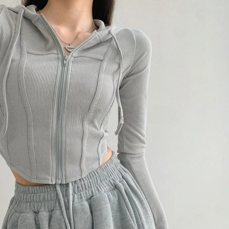 Women's Vintage Hooded Zipper Cardigan