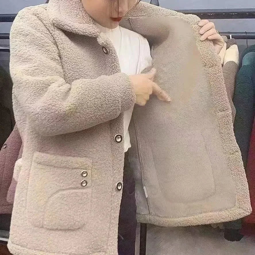 Women’s Fleece Lined Lamb Fur Jacket
