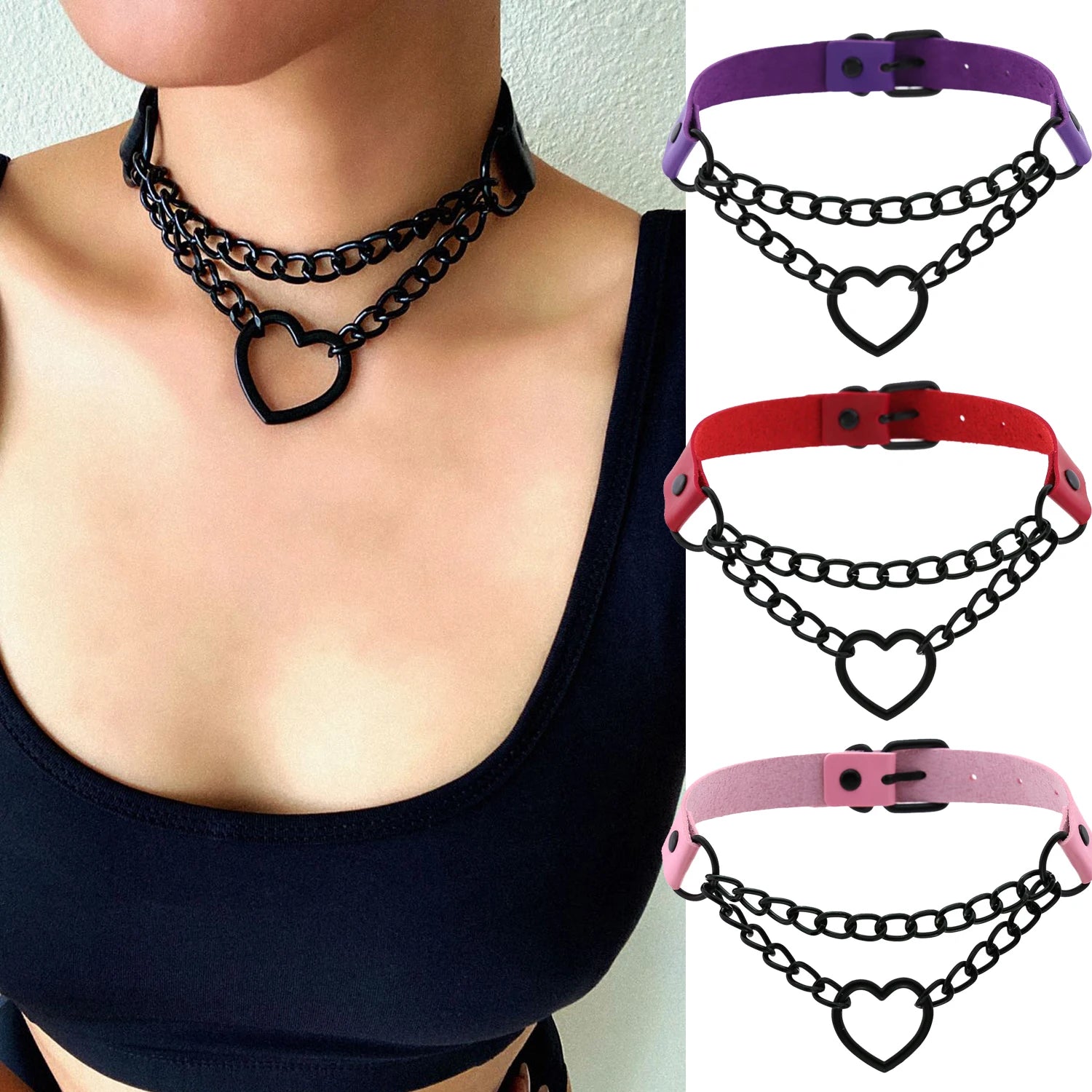 Vintage Heart Goth Choker Necklace
