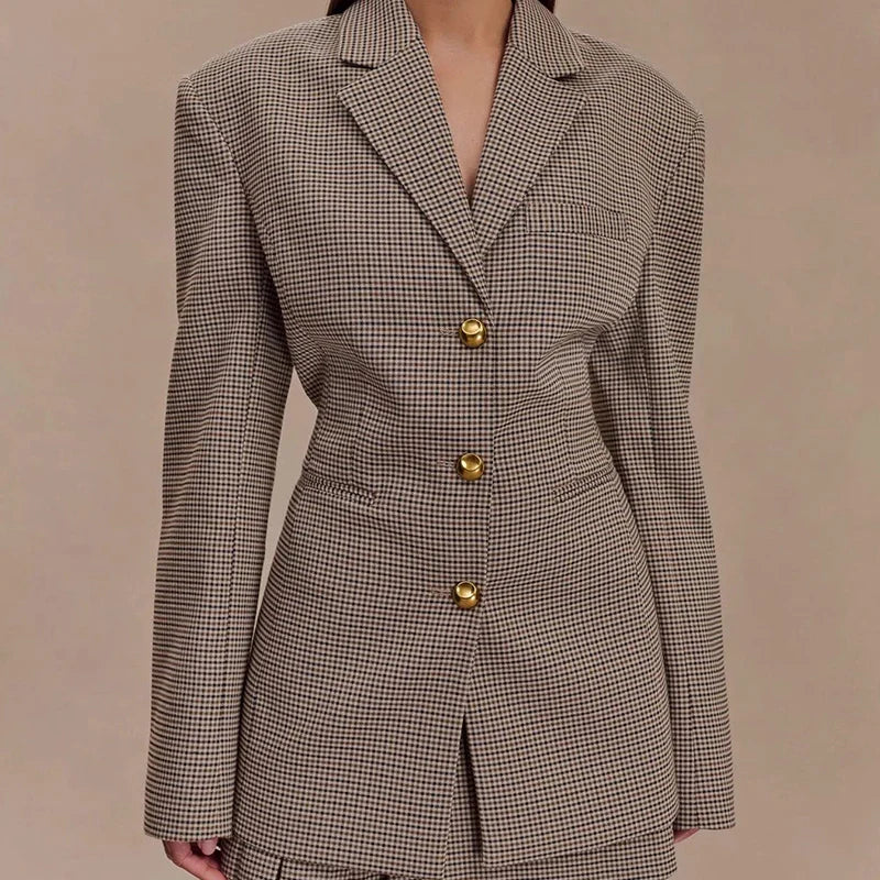 Ele Slim Fit Plaid Texture Suit Jaet for Women Spring 2025 New Arrival Z Brand Ladies Premium Quali Outerwear