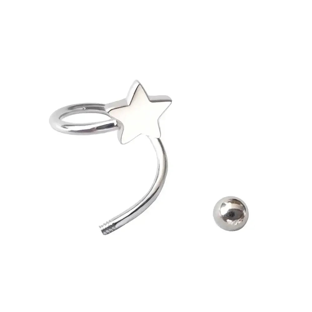 2PC Stainless Steel Star Ball Piercing Studs