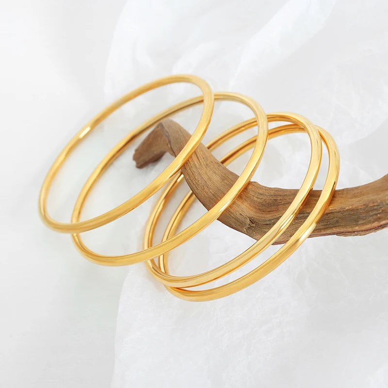 Stainless Steel Gold Round Minimalist Bracelet