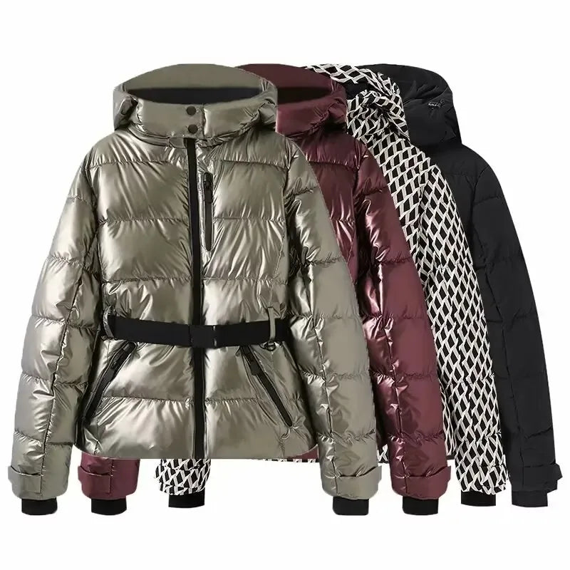 Women's Winter Hooded High Waist Padded Sport Parkas Coats