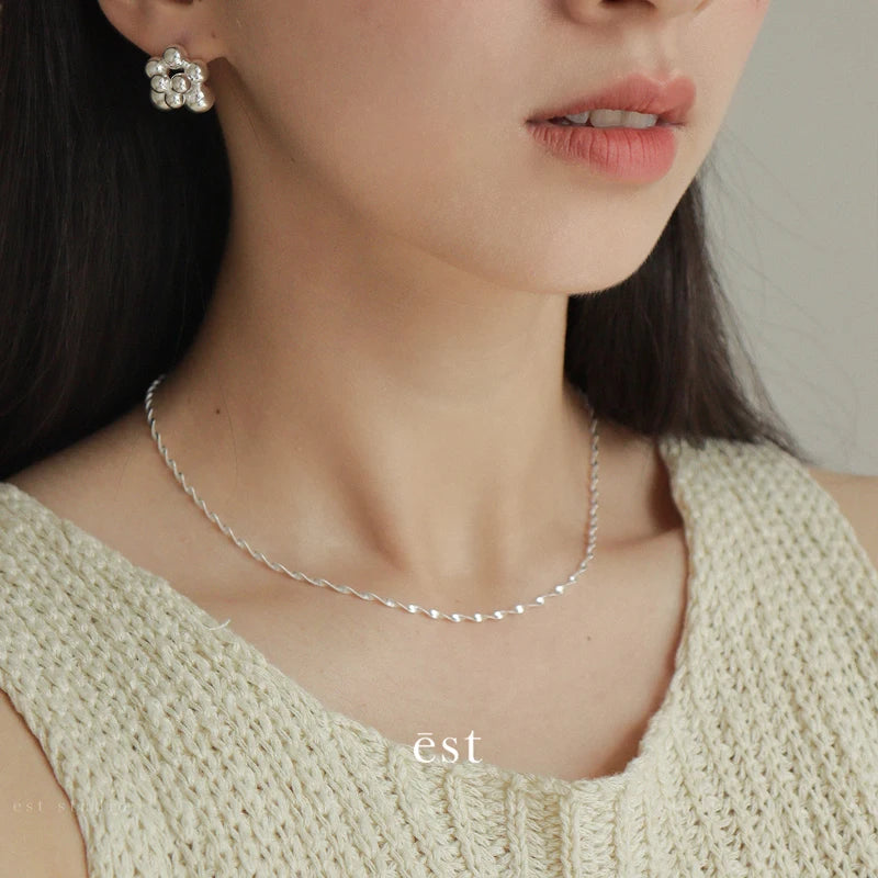 Sterling Silver Water Wave Necklace