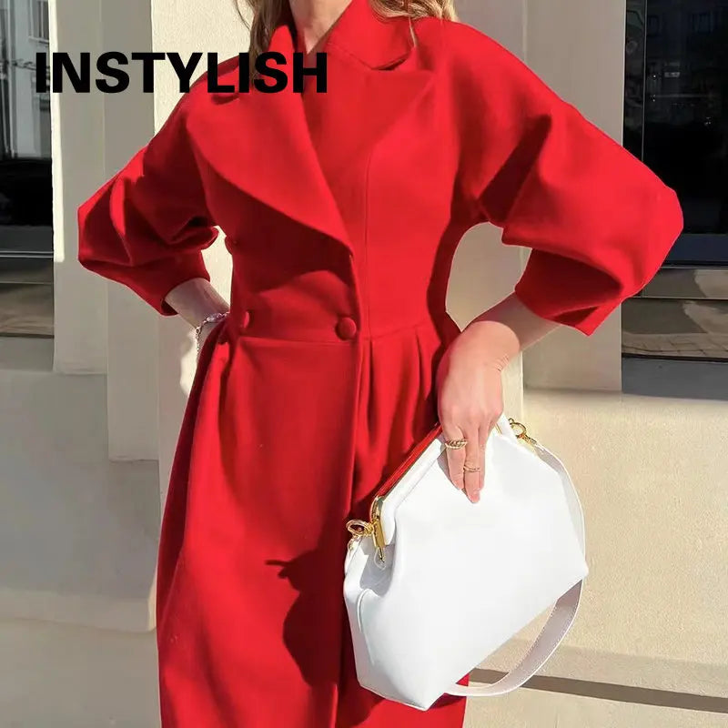 Winter Coat for Women Elegant Lantern Sleeve