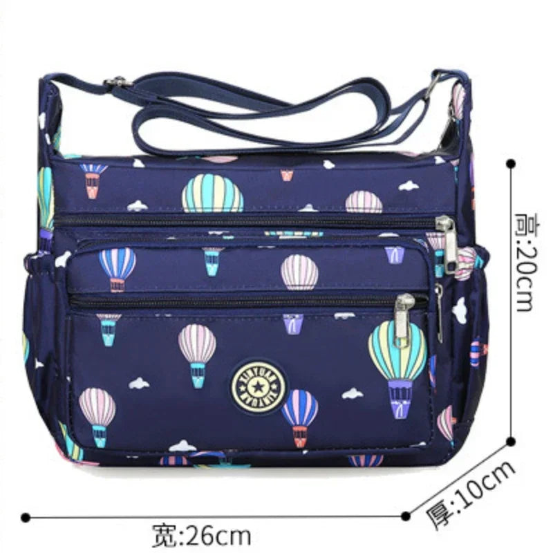 Large Capacity Nylon Flower Shoulder Bag