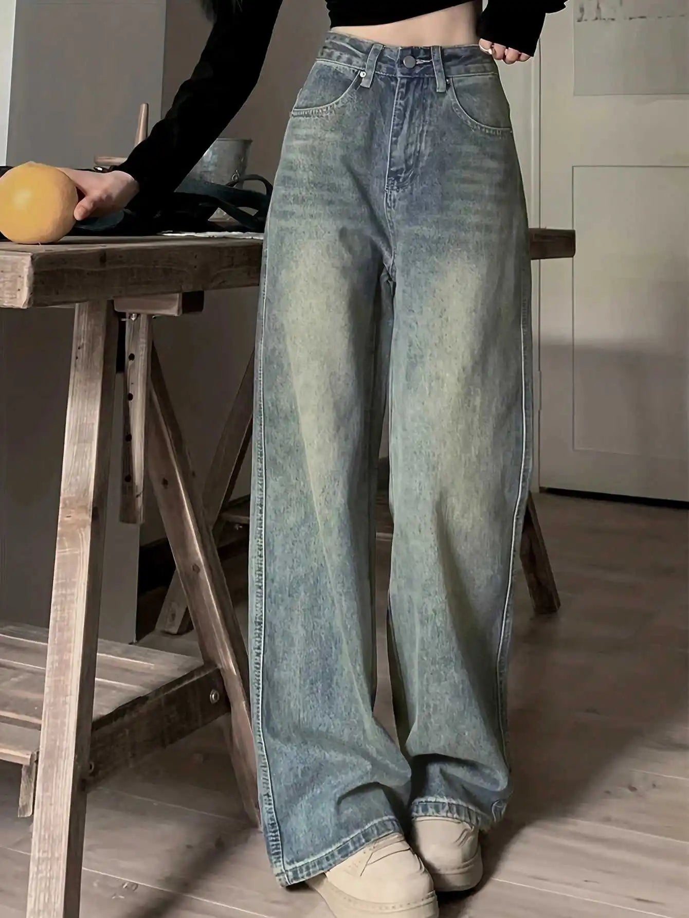 Retro High Waist Wide Leg Jeans