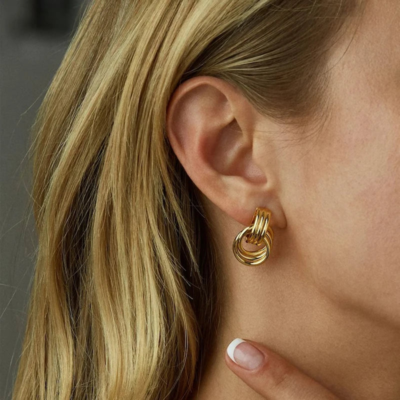 Vintage Three-Layer Mini Knot Stud Earrings