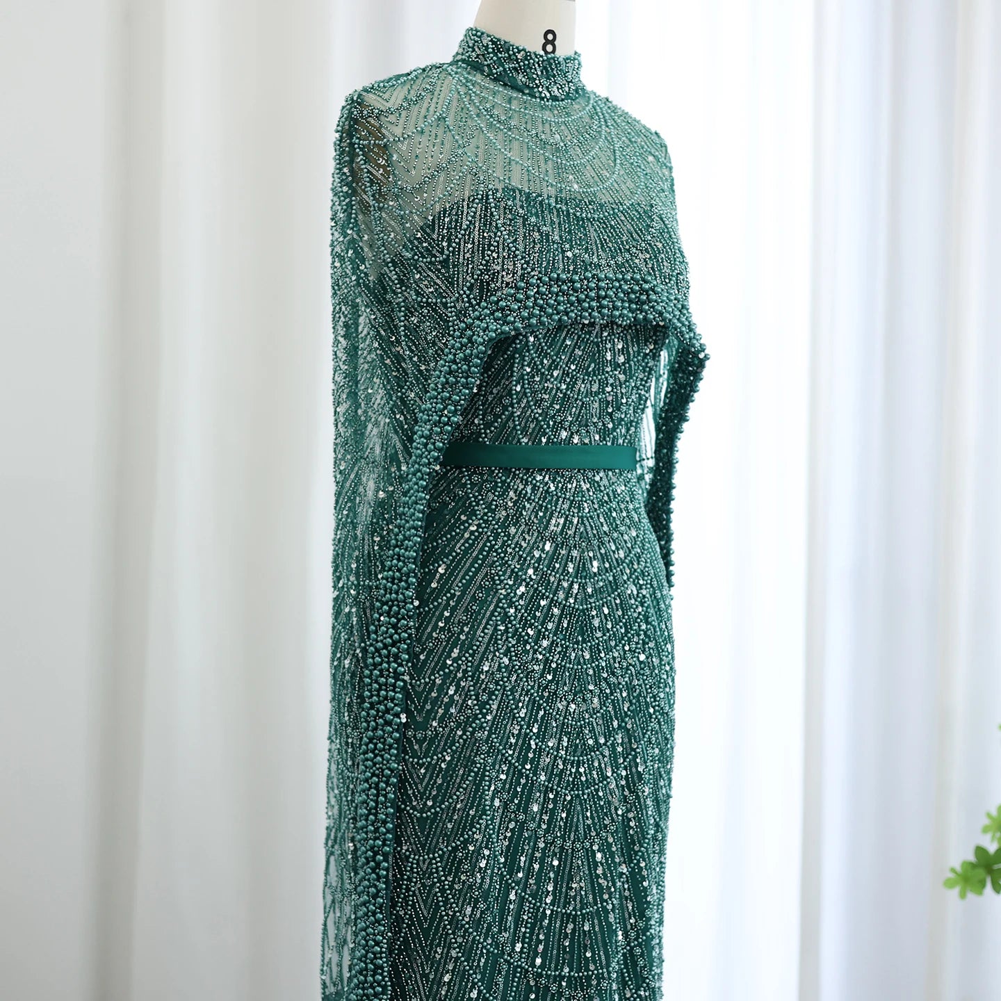 Sharon Said Luxury Pearls Dubai Champagne Evening Dresses