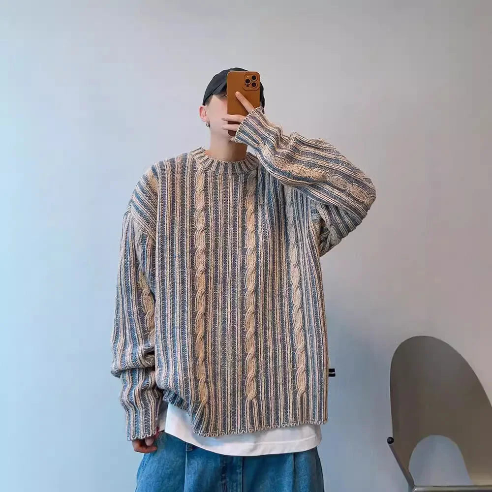 Vintage Double-Sided Denim Knit Sweater