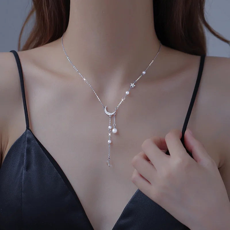 925 Sterling Silver Star Moon Necklace