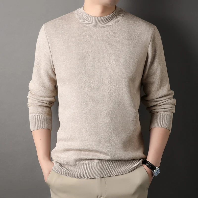 Men's Fleece Knit Round Neck Sweater
