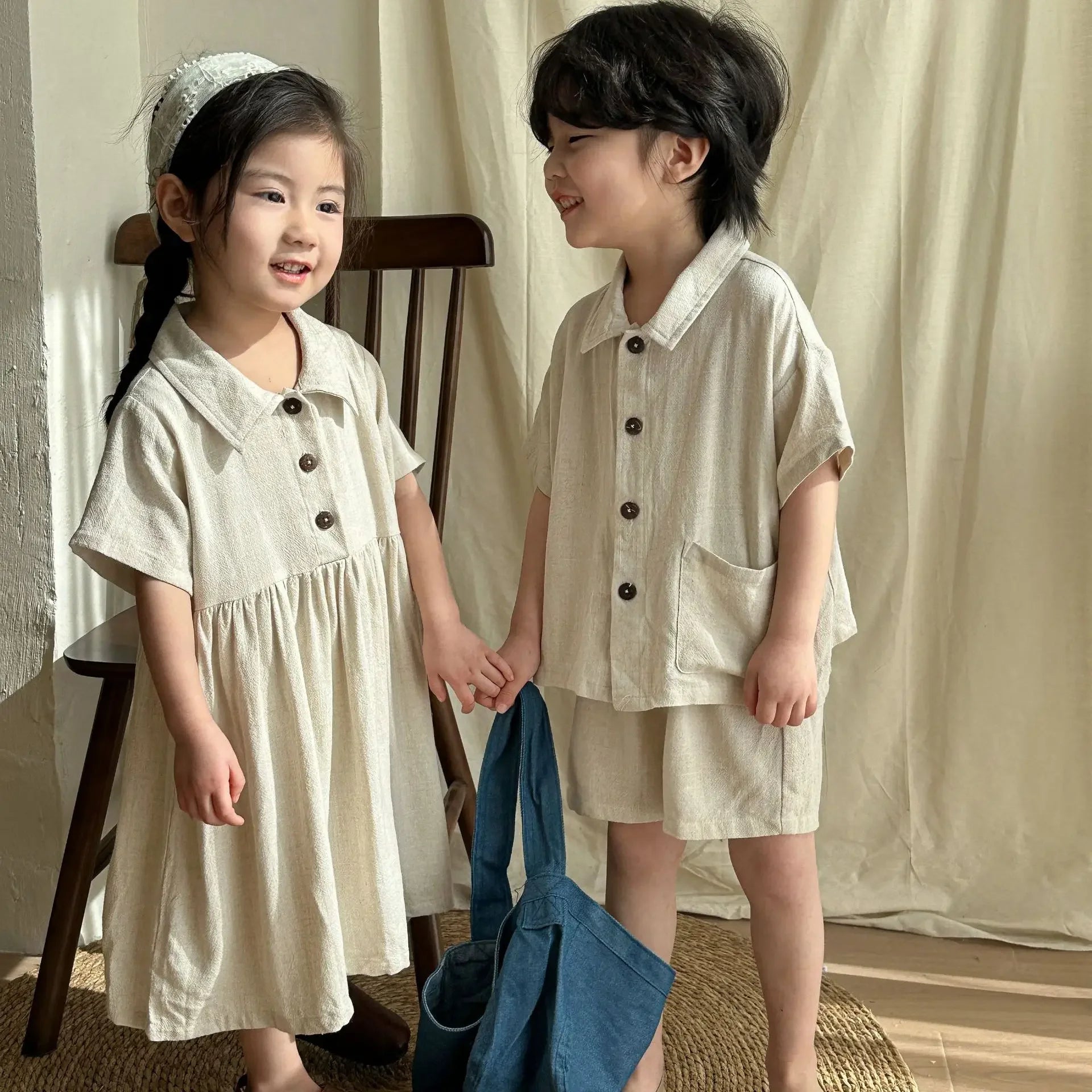 Children's Linen Shirt & Shorts Set