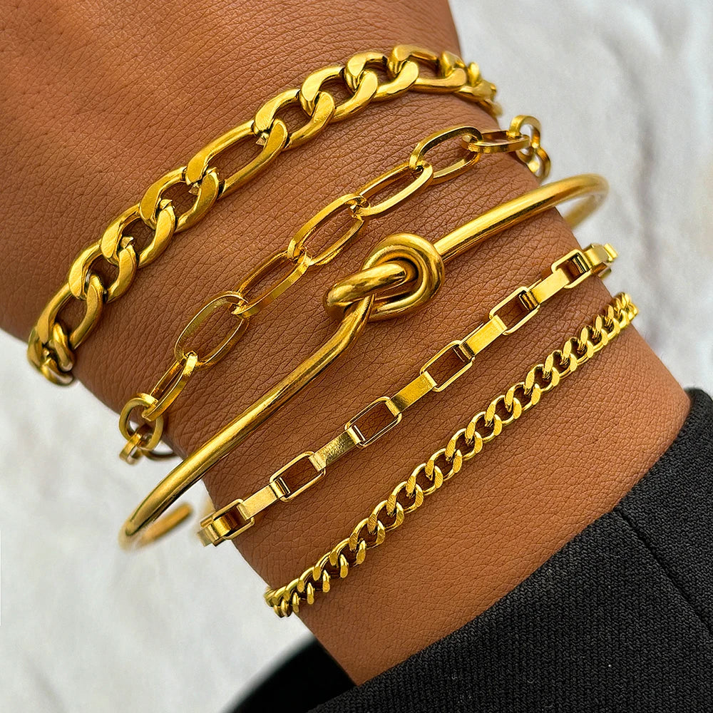 Multi-Layer Stainless Steel Snake Chain Bracelet