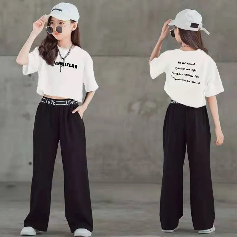 Teen Girls' Letter Top & Pants Set