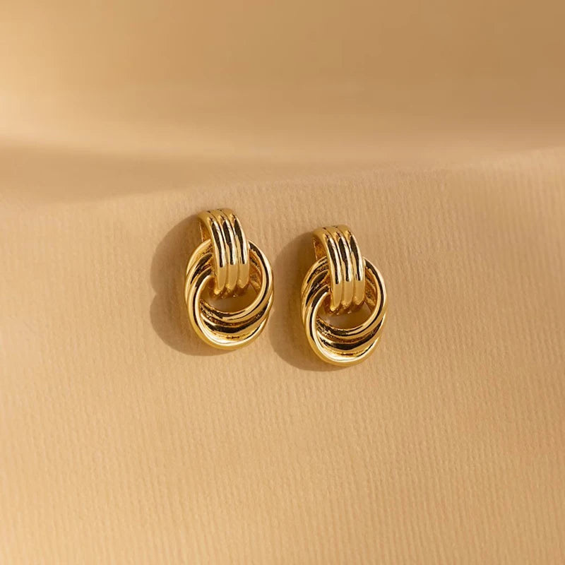 Vintage Three-Layer Mini Knot Stud Earrings