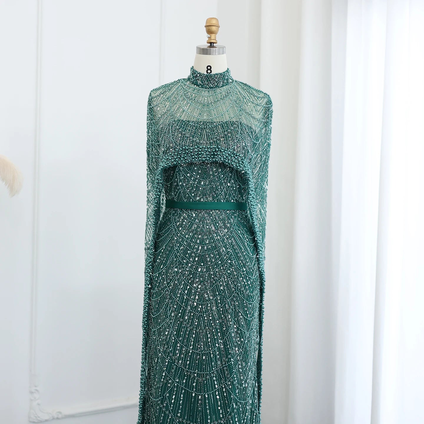 Sharon Said Luxury Pearls Dubai Champagne Evening Dresses