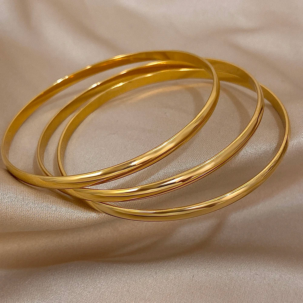 3pcs 18K Gold Plated Stainless Steel Bangles