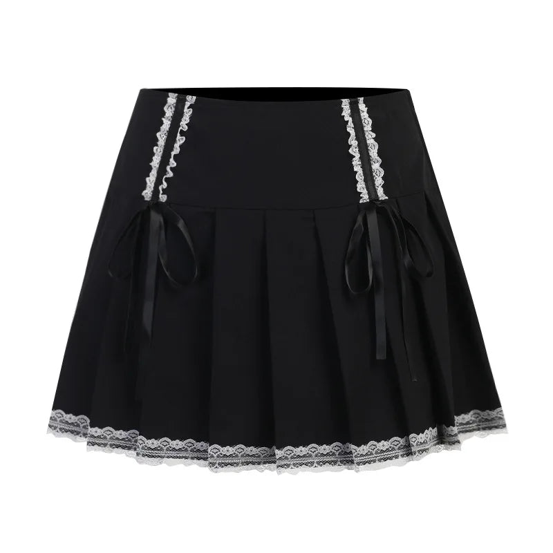 Gothic Lace Ruffle Mini Skirt for Women