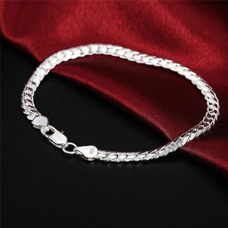925 Sterling Silver Flat Side Chain Bracelet
