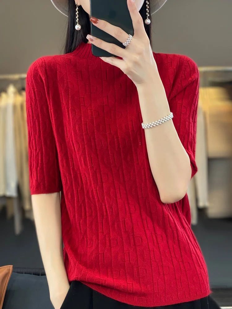 Women’s Diamond Letter Design Knit Sweater
