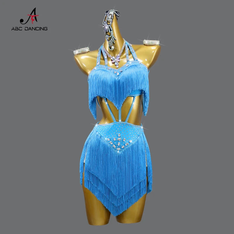 Womens Evening Party Dress Latin Dance Practice Clothes Girls Dancewear Stage Costume Sexy Outfits 2025 Parties Skirt Customized